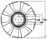 Крыльчатка вентилятора, охлаждение двигателя MAN E 2000,F 2000,TGA,TGS,TGX MAZ-MAN F 2000