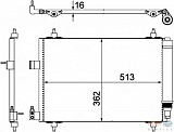 Конденсатор, кондиционер, с осушителем CITROEN C5 II (RC_),C5 II Break (RE_),C5 III (RD_),C5 III Break (TD_),C6 (TD_) PEUGEOT 407 (6D_),407 SW (6E_),407 купе (6C_)