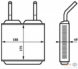 Радиатор печки OPEL KADETT E (39_, 49_),KADETT E Combo (38_, 48_),KADETT E кабрио (43B_),KADETT E Хэтчбек (33_, 34_, 43_, 44_),KADETT E универсал (35_, 36_, 45_, 46_),KADETT E фургон (37_, 47_)